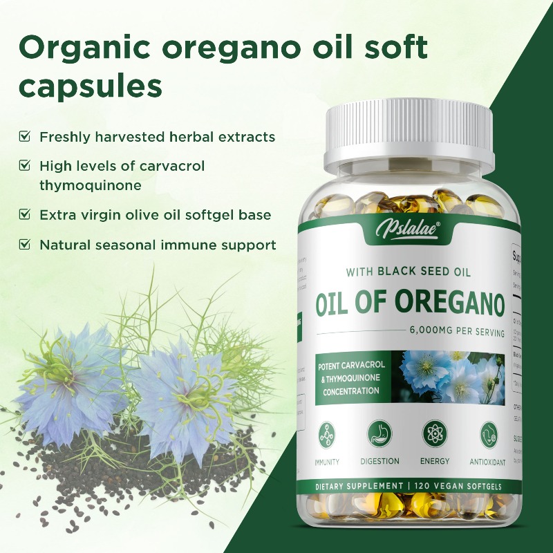 Black Seed Oil Capsule - Cápsulas de Óleo de Orégano -