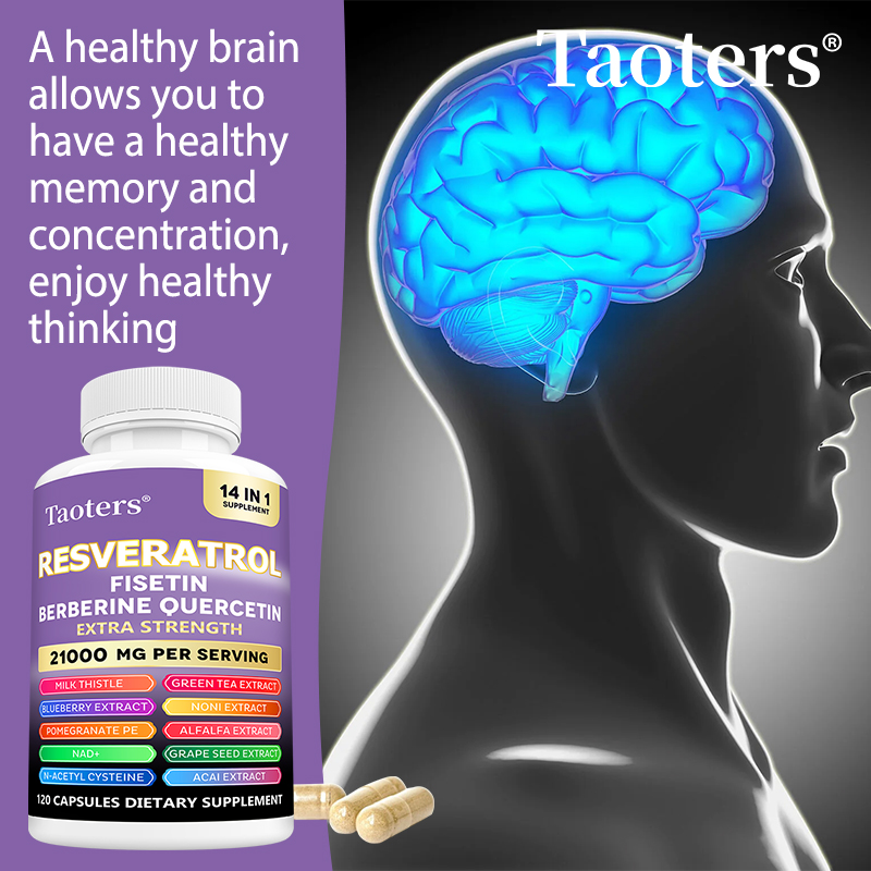 Resveratrol Capsule Anti Aging - Suplemento Resveratrol com Nad+, Berberina -