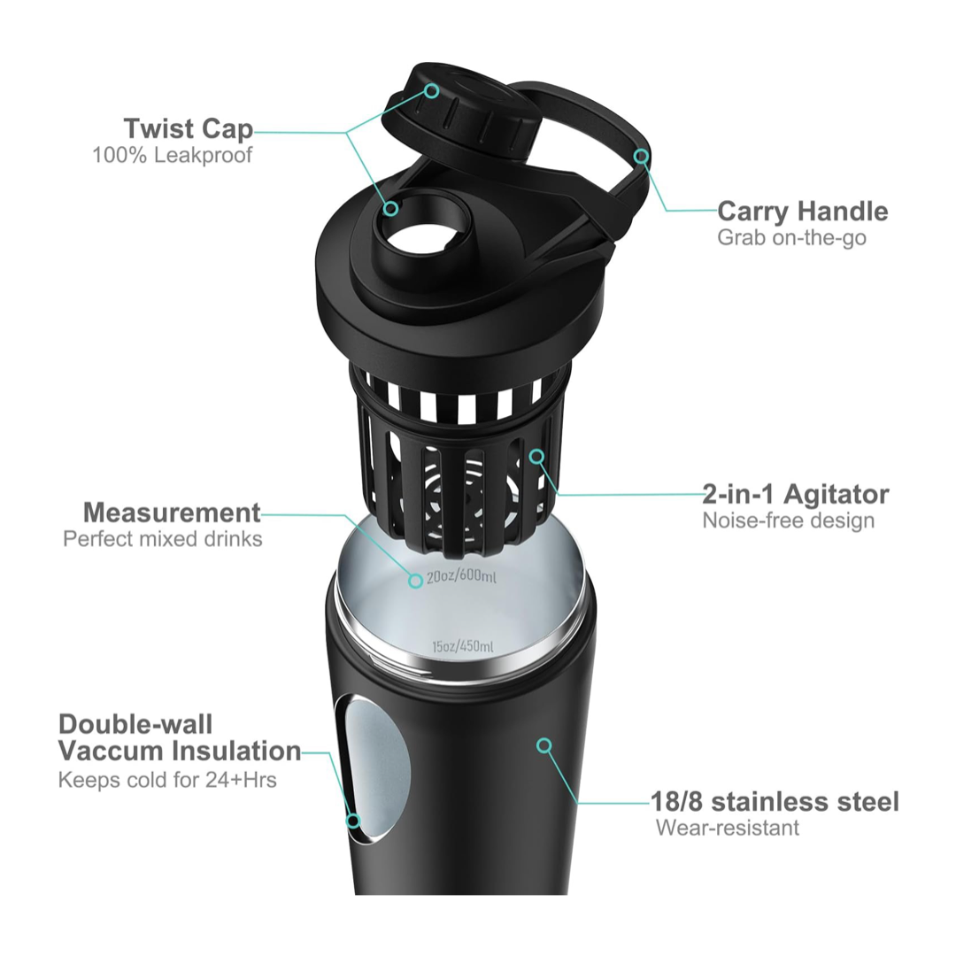 Garrafa agitadora portátil de  - Protein Shaker Bottle avaliação e preço